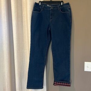 Natural Reflections WOmen's Straight Leg Flannel Lined Jeans, Like new, Size 12